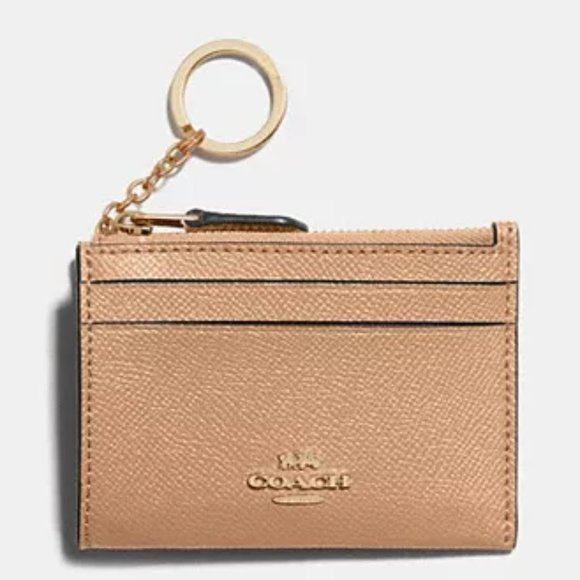 $59 NWT COACH Leather Id Credit Card Case & Key Ring - Picture 1 of 3